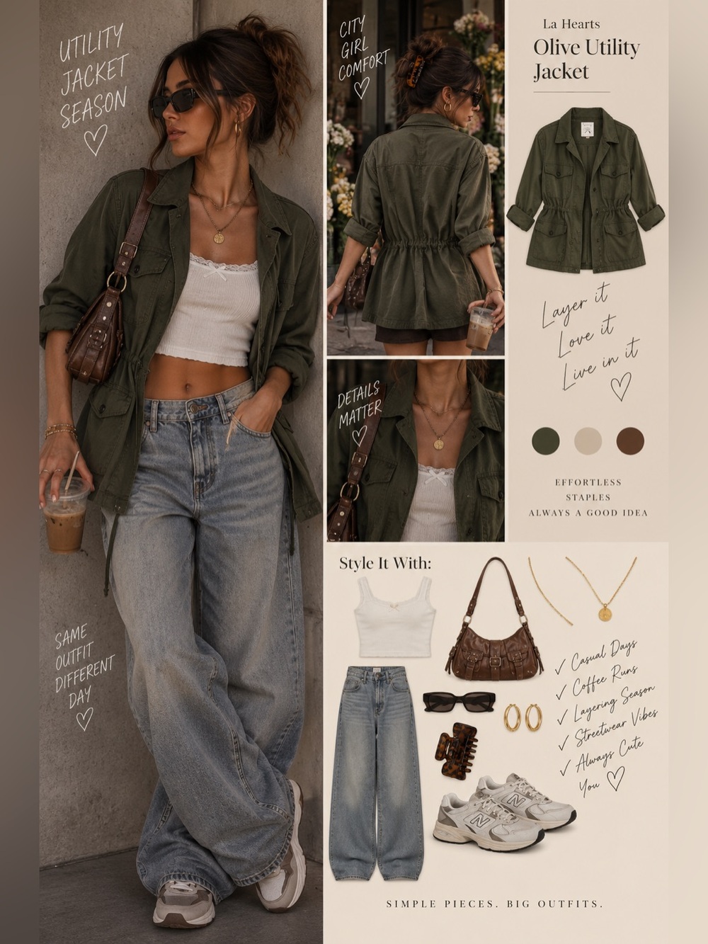 La Hearts Olive Utility Jacket
